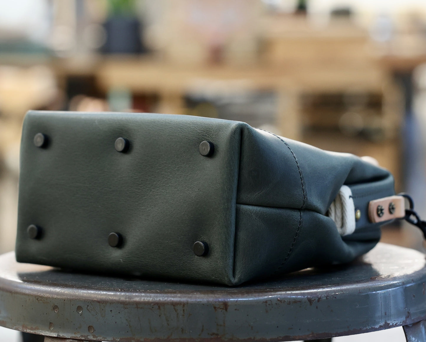 Green Leather Mini Tool Bag Purse - Limited Edition